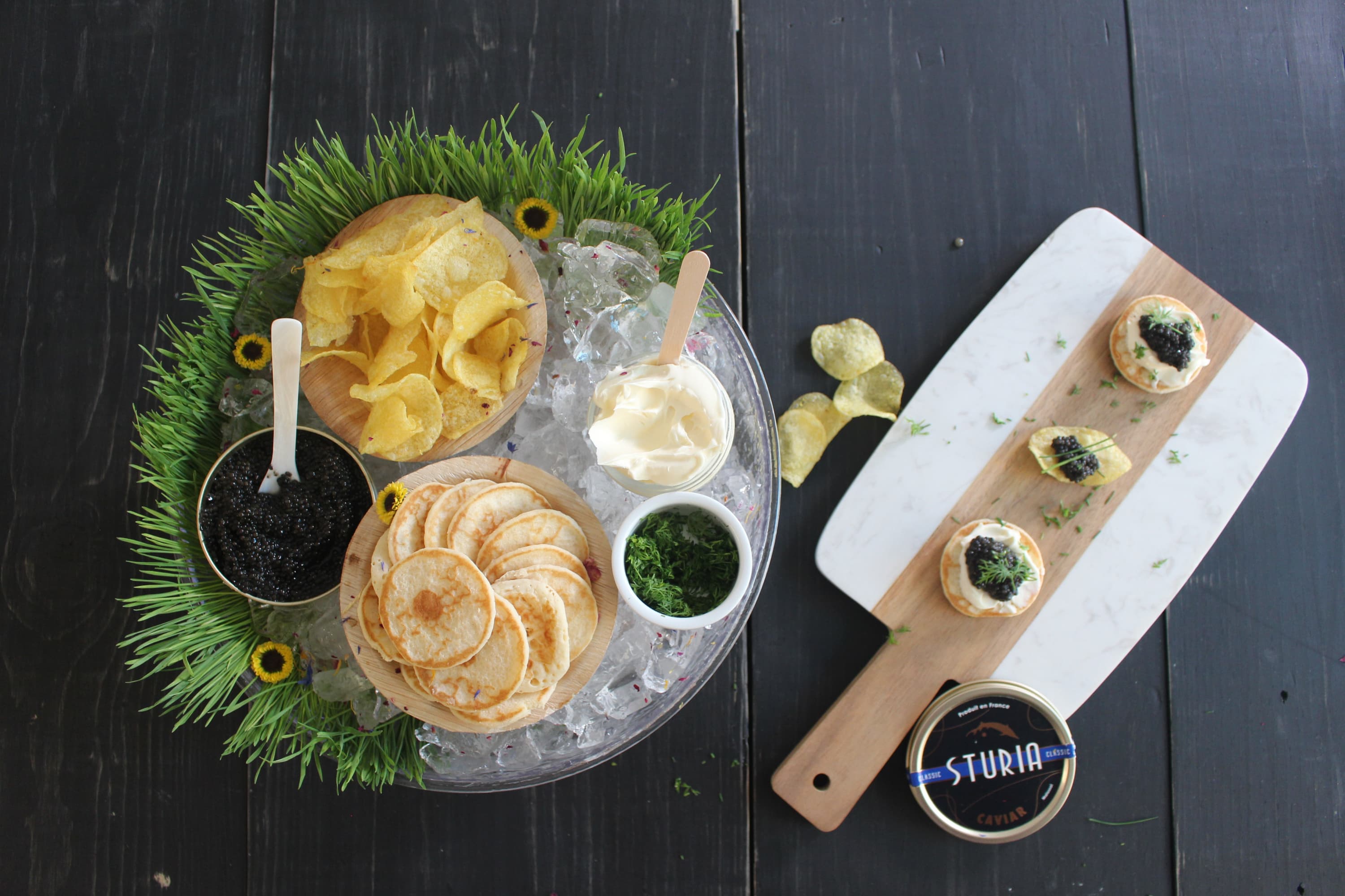 Mini blinis and Black Caviar Paso Robles - Curedandcultivated