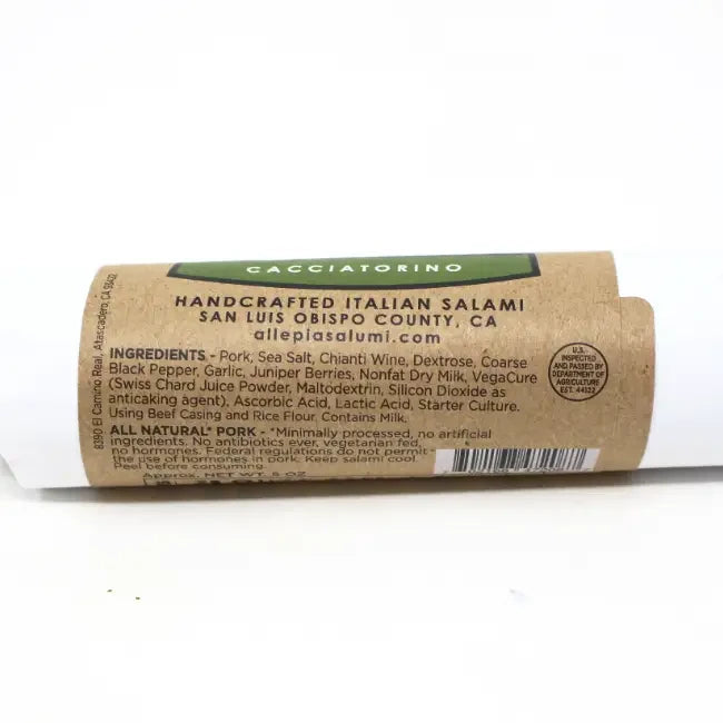 Cacciatorino Italian Salami, 5 oz. - Curedandcultivated