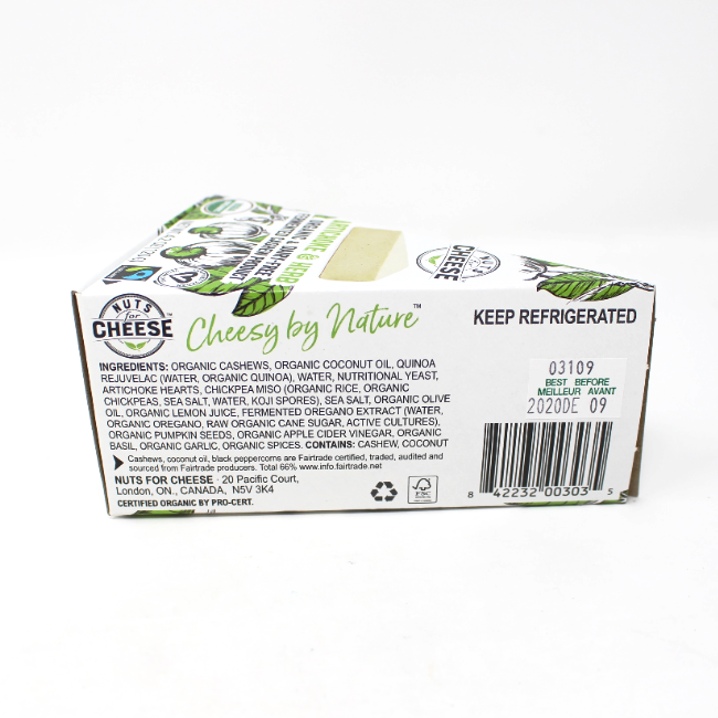 Nuts for Cheese Vegan Cheese Artichoke and Herb, 4.2 oz - Curedandcultivated