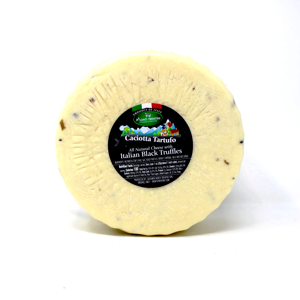 Monti Trentini Caciotta Tartufo Italian cheese black truffles Paso Robles  - Curedandcultivated