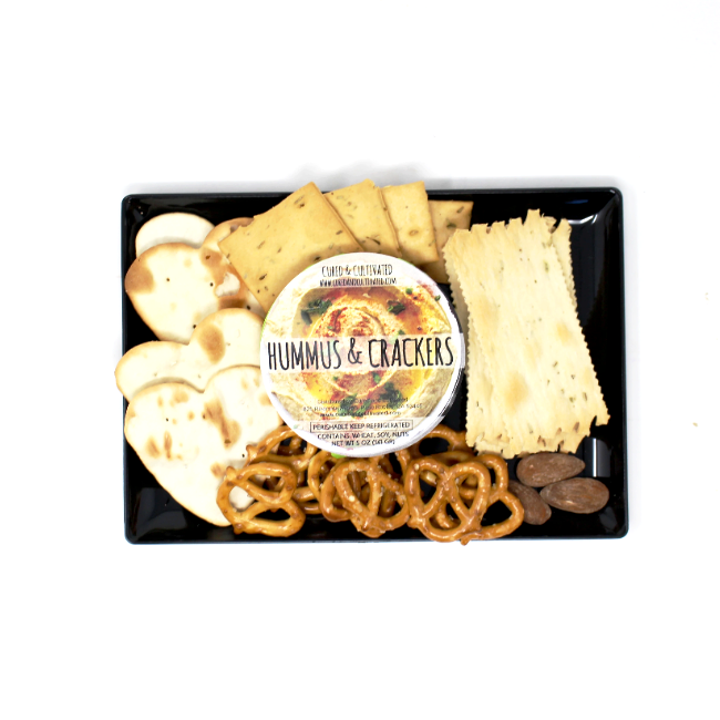 Hummus and Crackers - Curedandcultivated